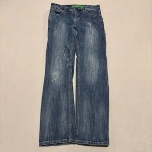 Rock Roll Denim Pistol‎ Straight Jeans Mens 33x34 Blue Denim Grunge Straight Leg